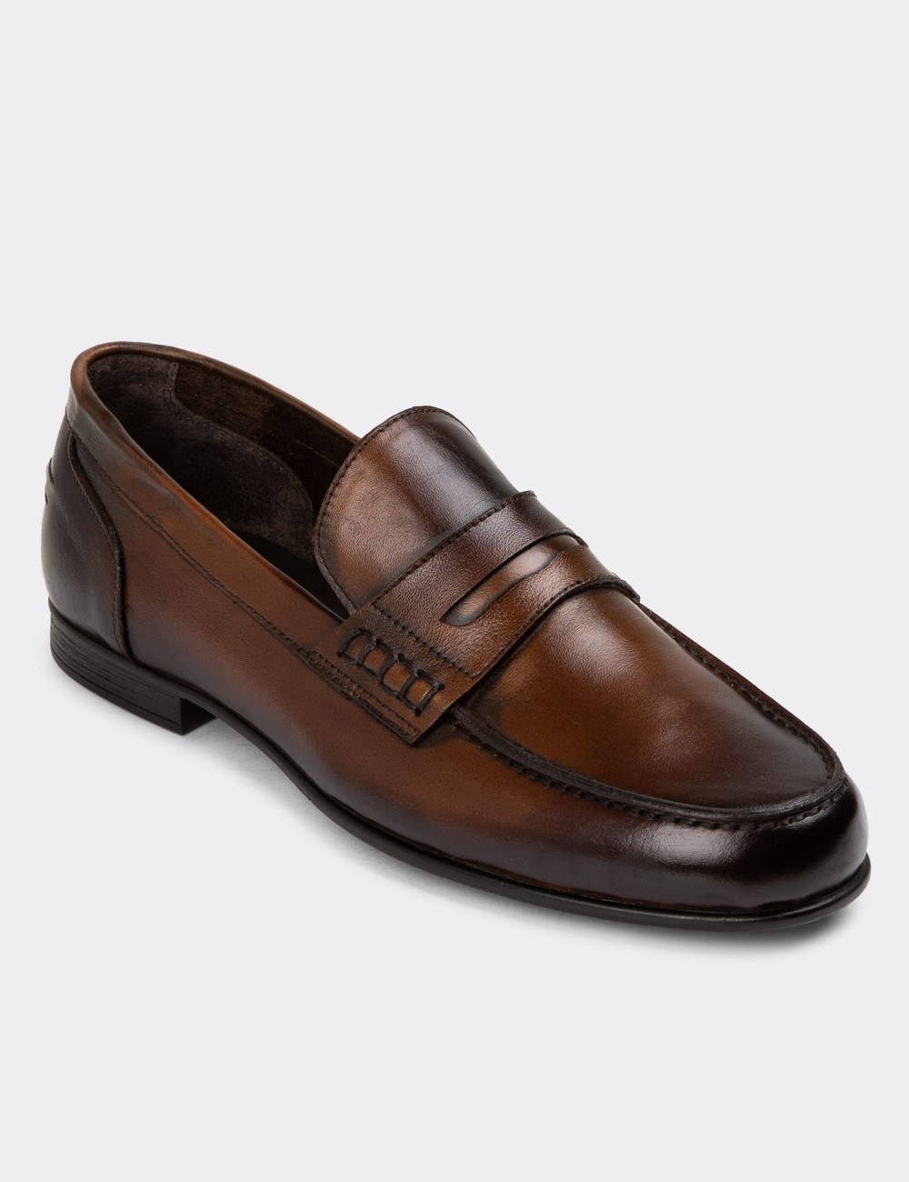 Men's Tan Leather Loafers - 01978MTBAC01 Men's Tan Leather Loafers - 01978MTBAC01
