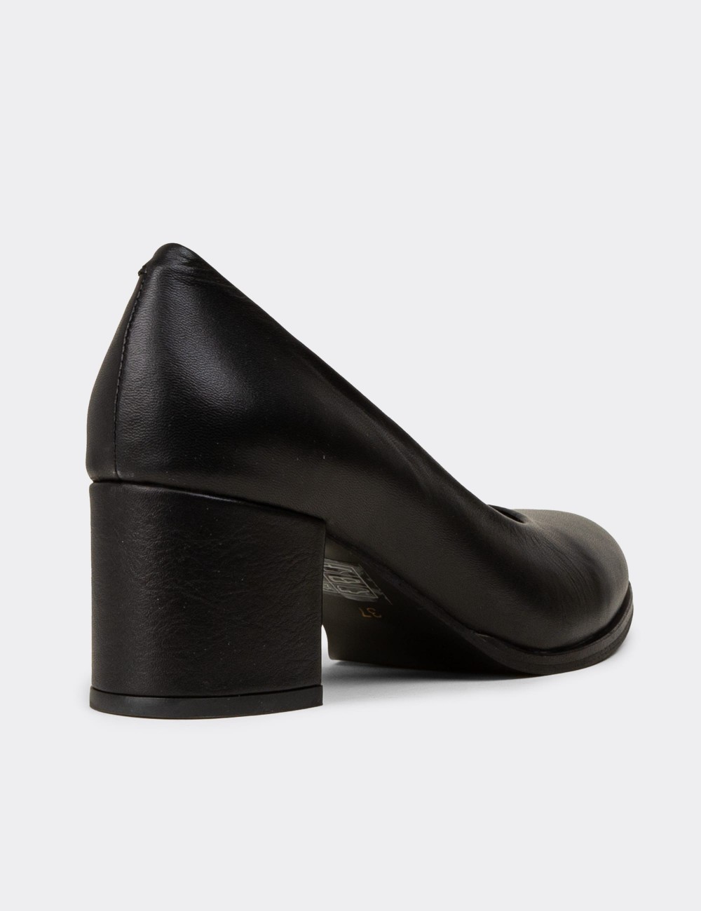 Women's Black Leather Heeled Shoes - A3285ZSYHC01 Women's Black Leather Heeled Shoes - A3285ZSYHC01