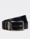 Leather Navy and Black Double Sided Men's Belt