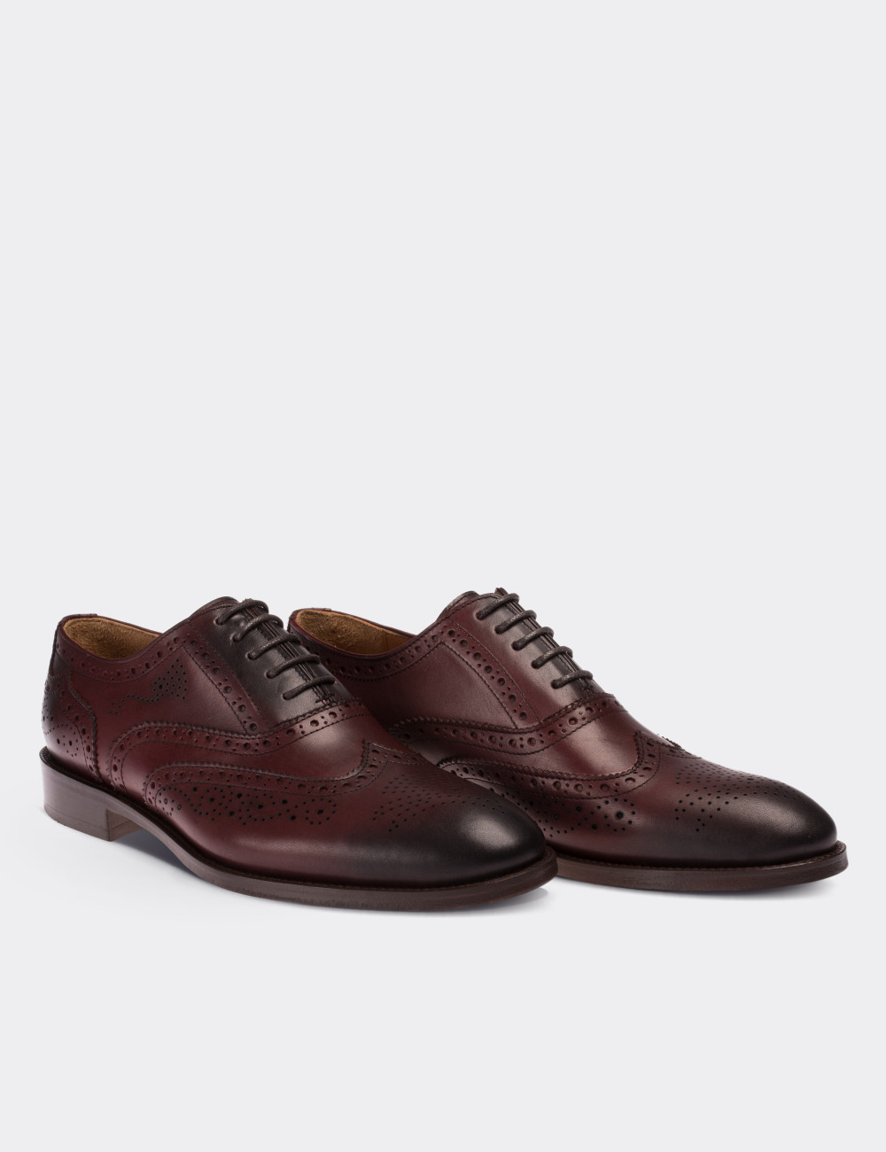 Burgundy  Leather Classic Shoes - 01608MBRDK01