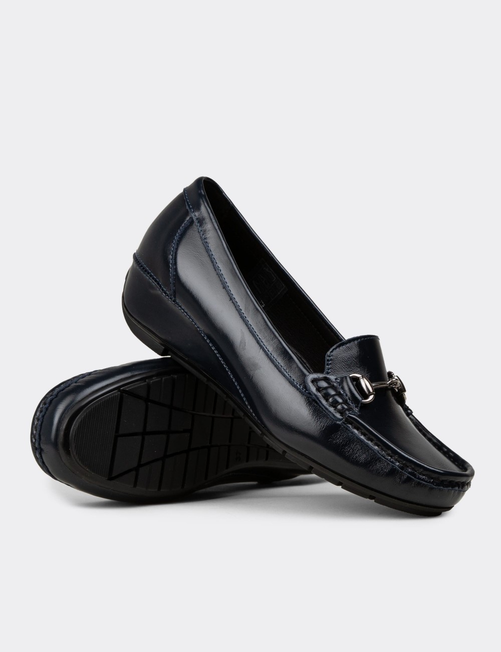 Women's Navy Glossy Leather Shoes - DL747ZLCVC01 Women's Navy Glossy Leather Shoes - DL747ZLCVC01
