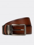 Leather Tan and Black Double Sided Men's Belt