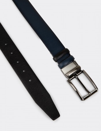 Leather Navy and Black Double Sided Men's Belt