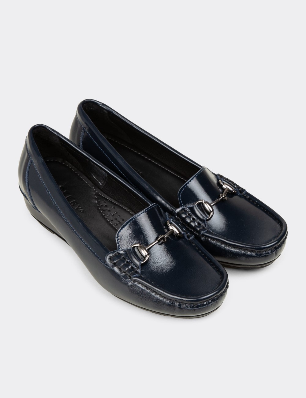Women's Navy Glossy Leather Shoes - DL747ZLCVC01 Women's Navy Glossy Leather Shoes - DL747ZLCVC01