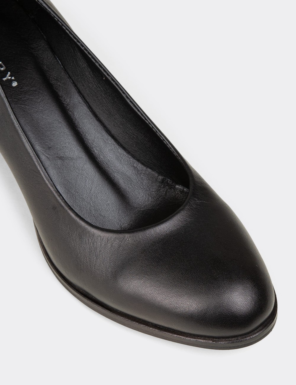 Women's Black Leather Heeled Shoes - A3285ZSYHC01 Women's Black Leather Heeled Shoes - A3285ZSYHC01
