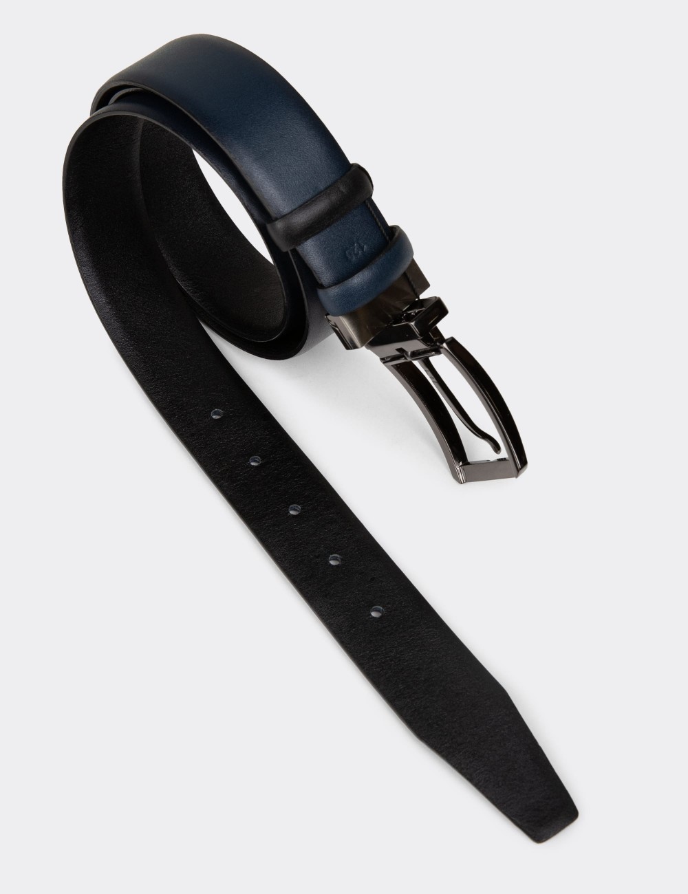 Leather Navy and Black Double Sided Men's Belt - TB003MLCVW01 Leather Navy and Black Double Sided Men's Belt - TB003MLCVW01