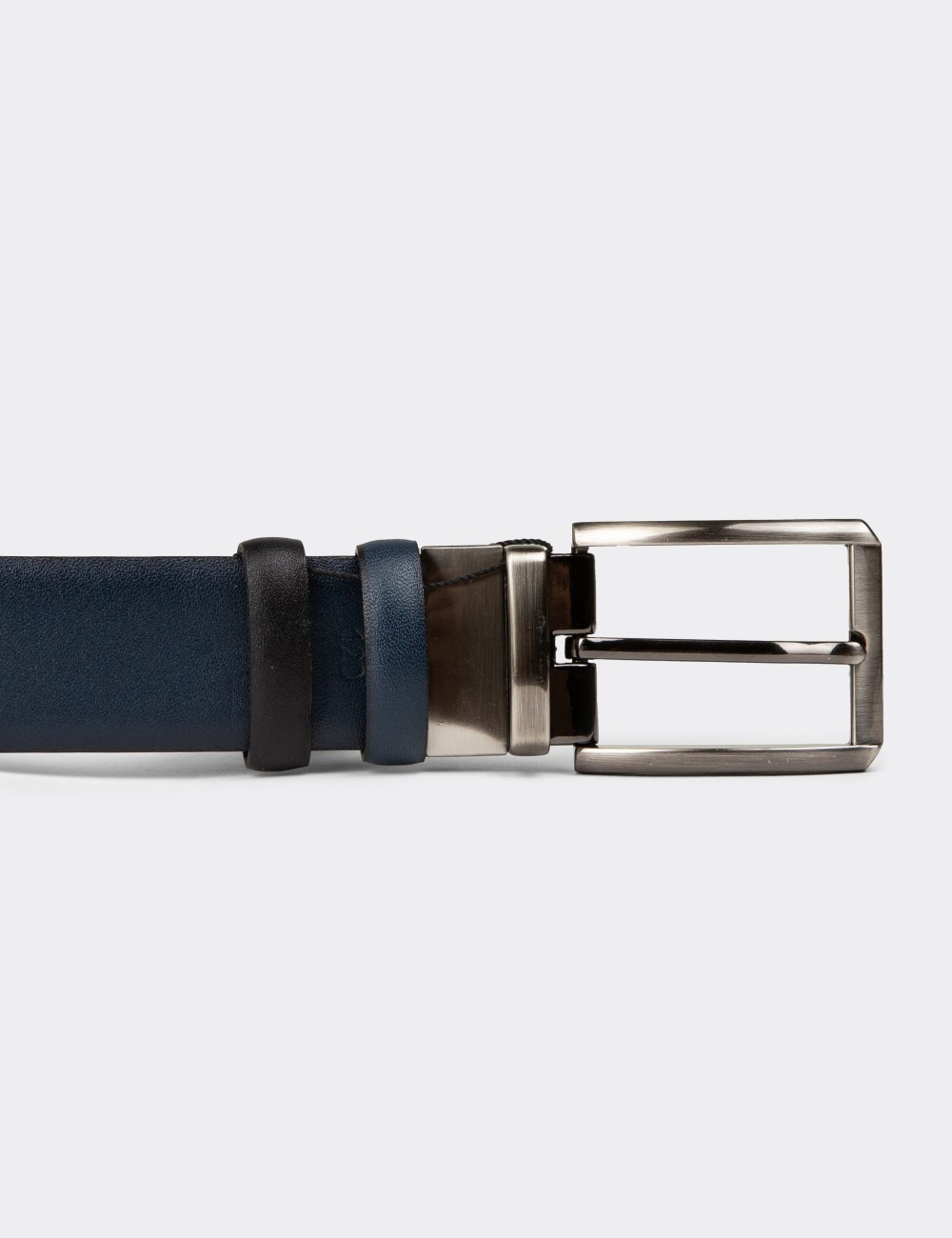 Leather Navy and Black Double Sided Men's Belt - TB003MLCVW01 Leather Navy and Black Double Sided Men's Belt - TB003MLCVW01