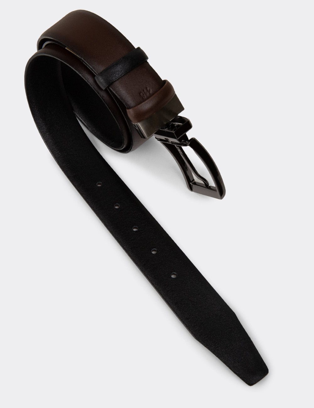 Leather Brown and Black Double Sided Men's Belt - TB003MKHVW01 Leather Brown and Black Double Sided Men's Belt - TB003MKHVW01