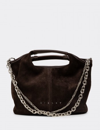 Brown Suede Leather Shoulder Bag - SL299ZKHVY01