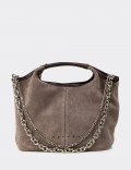 Sandstone Suede Leather Shoulder Bag