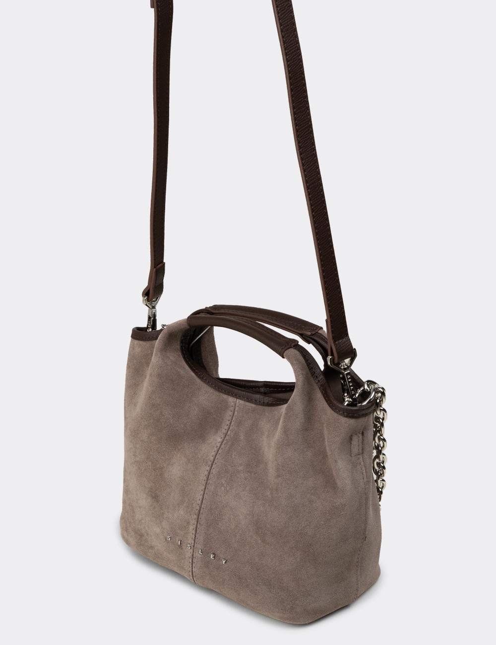 Sandstone Suede Leather Shoulder Bag - SL299ZVZNY01