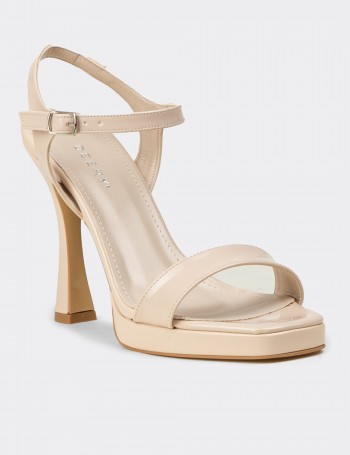 Women's Beige Patent High Heels