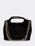 Black Suede Leather Shoulder Bag