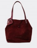 Burgundy Suede Leather Shoulder Bag