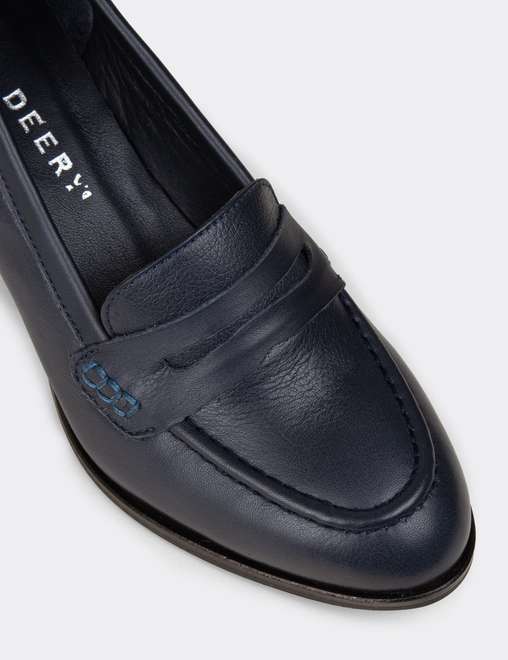 Women's Navy Leather Moccasins - A3440ZLCVM01 Women's Navy Leather Moccasins - A3440ZLCVM01
