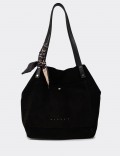 Black Suede Leather Shoulder Bag