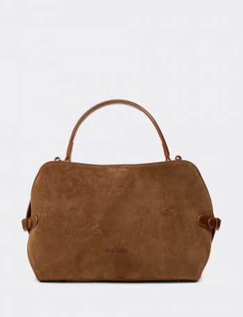Tan Suede Leather Shoulder Bag - K2708ZTBAY01