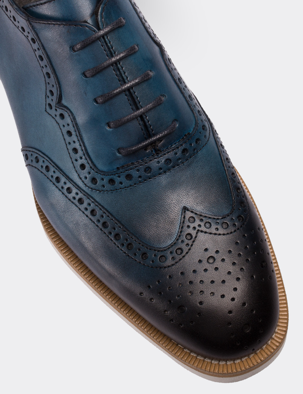 Blue  Leather Lace-up Shoes - 01676MMVIE01
