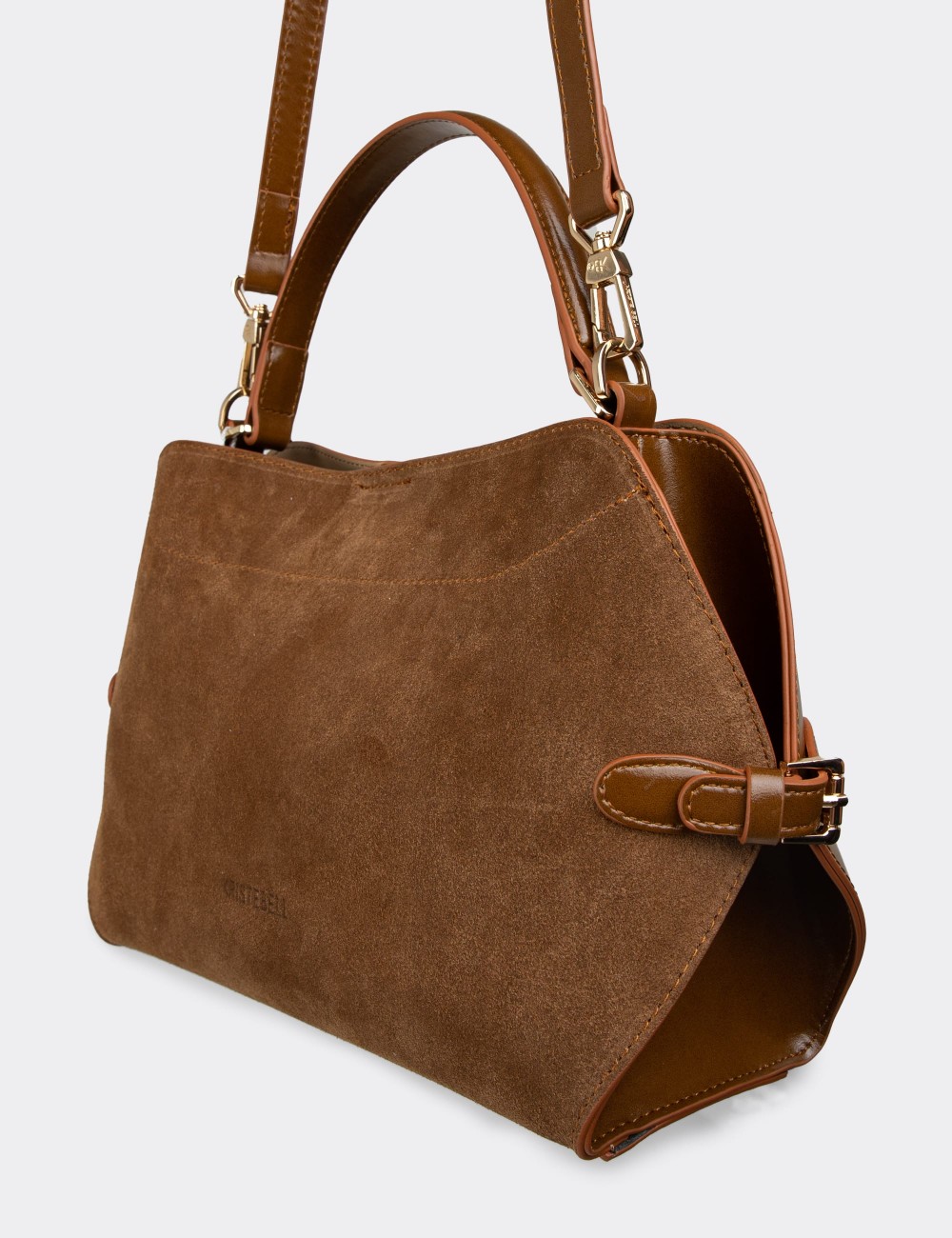 Tan Suede Leather Shoulder Bag - K2708ZTBAY01