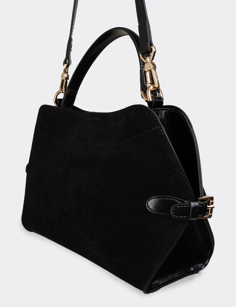 Black Suede Leather Shoulder Bag - K2708ZSYHY01