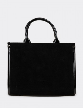 Black Suede Leather Shoulder Bag - K7458ZSYHY01