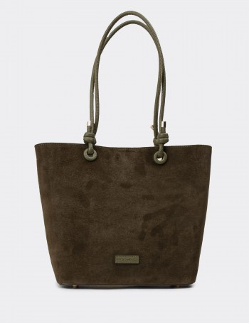 Green Suede Leather Shoulder Bag - K7460ZHAKY01