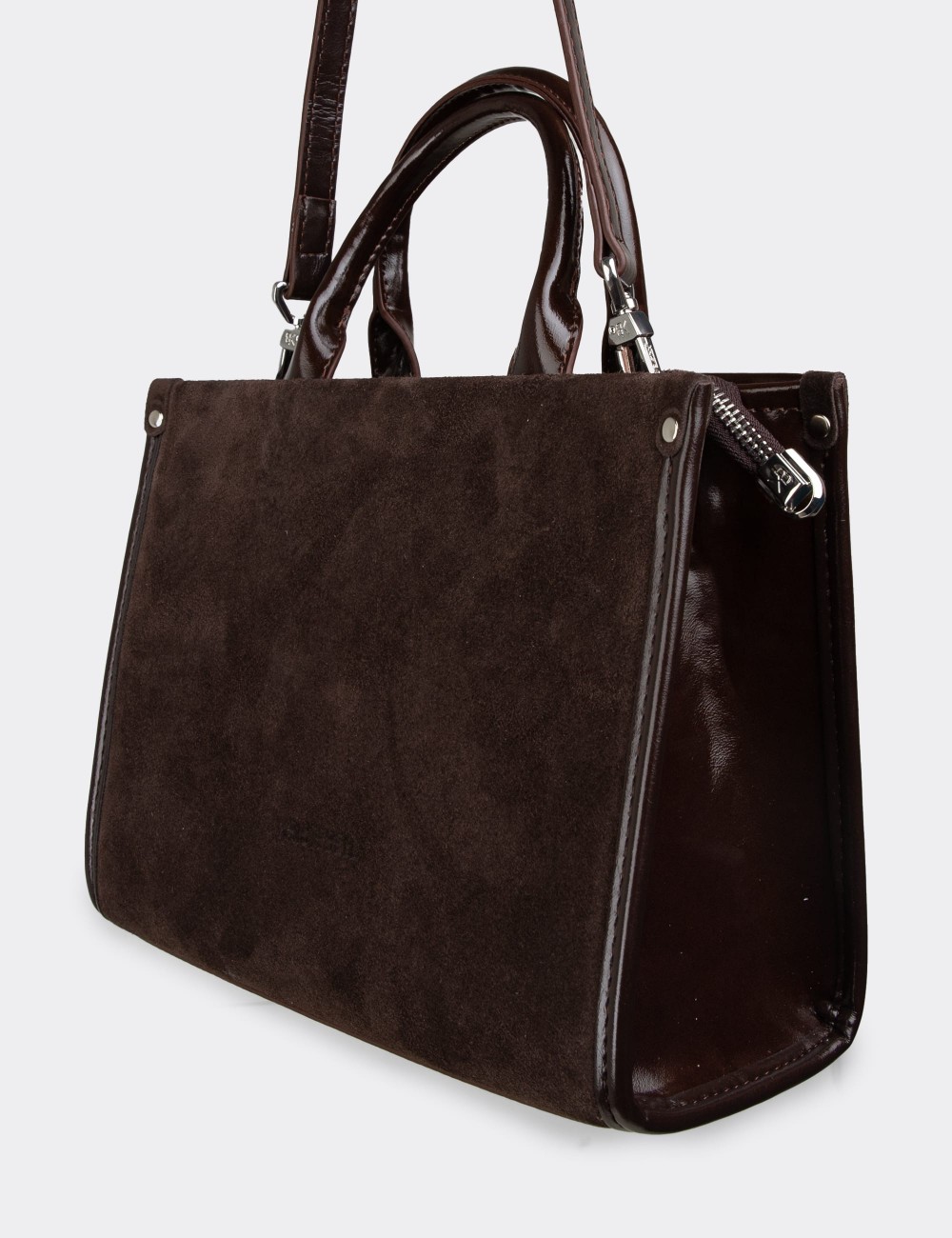 Brown Suede Leather Shoulder Bag - K7458ZKHVY01