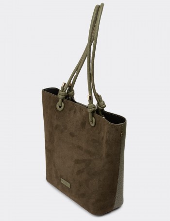 Green Suede Leather Shoulder Bag - K7460ZHAKY01