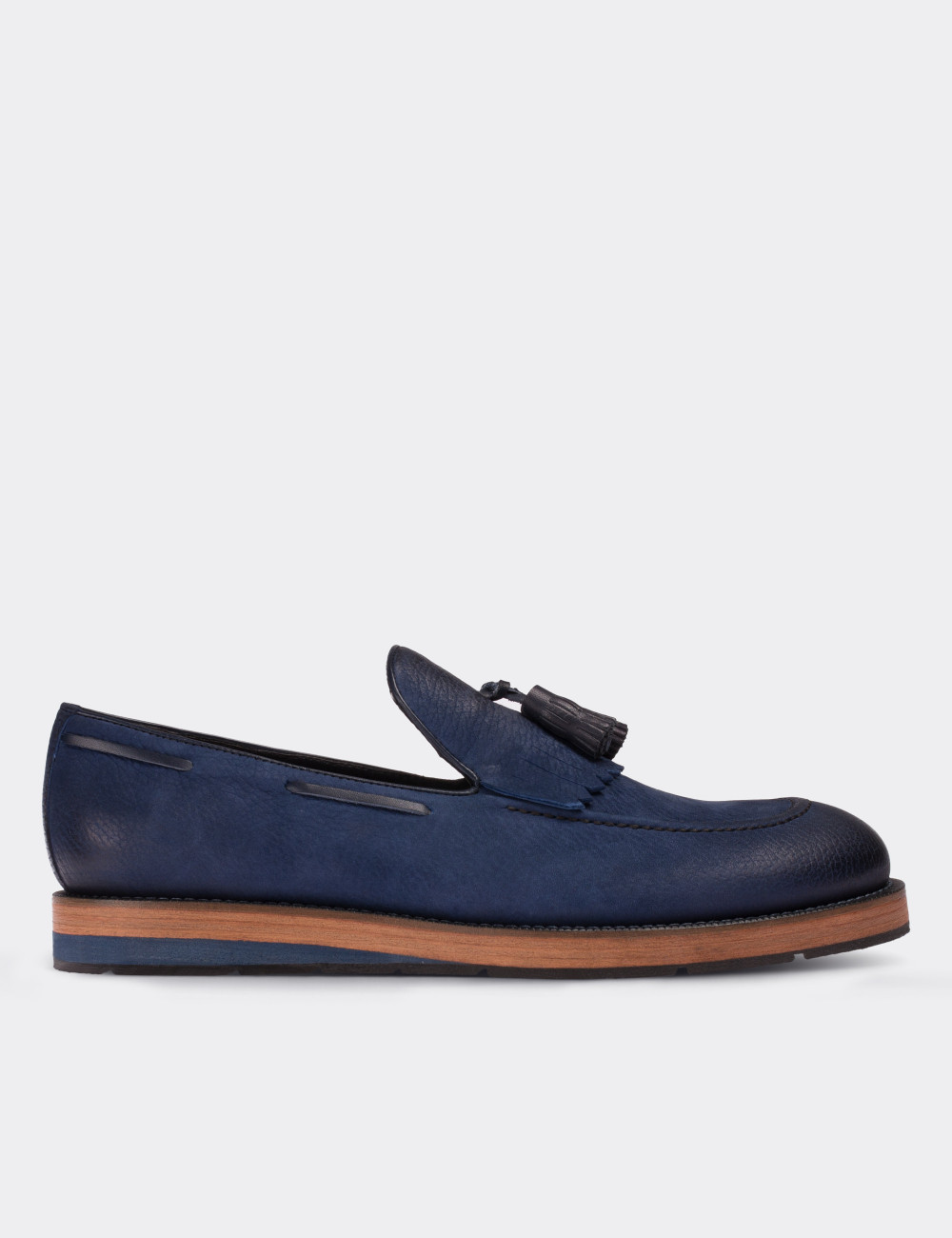 Blue Nubuck Leather Loafers - 01682MMVIE01