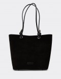Black Suede Leather Shoulder Bag