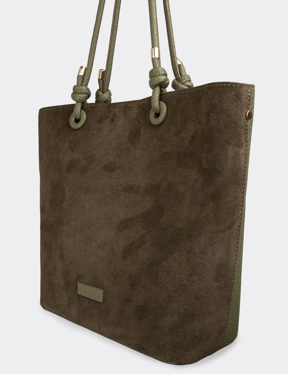 Green Suede Leather Shoulder Bag - K7460ZHAKY01