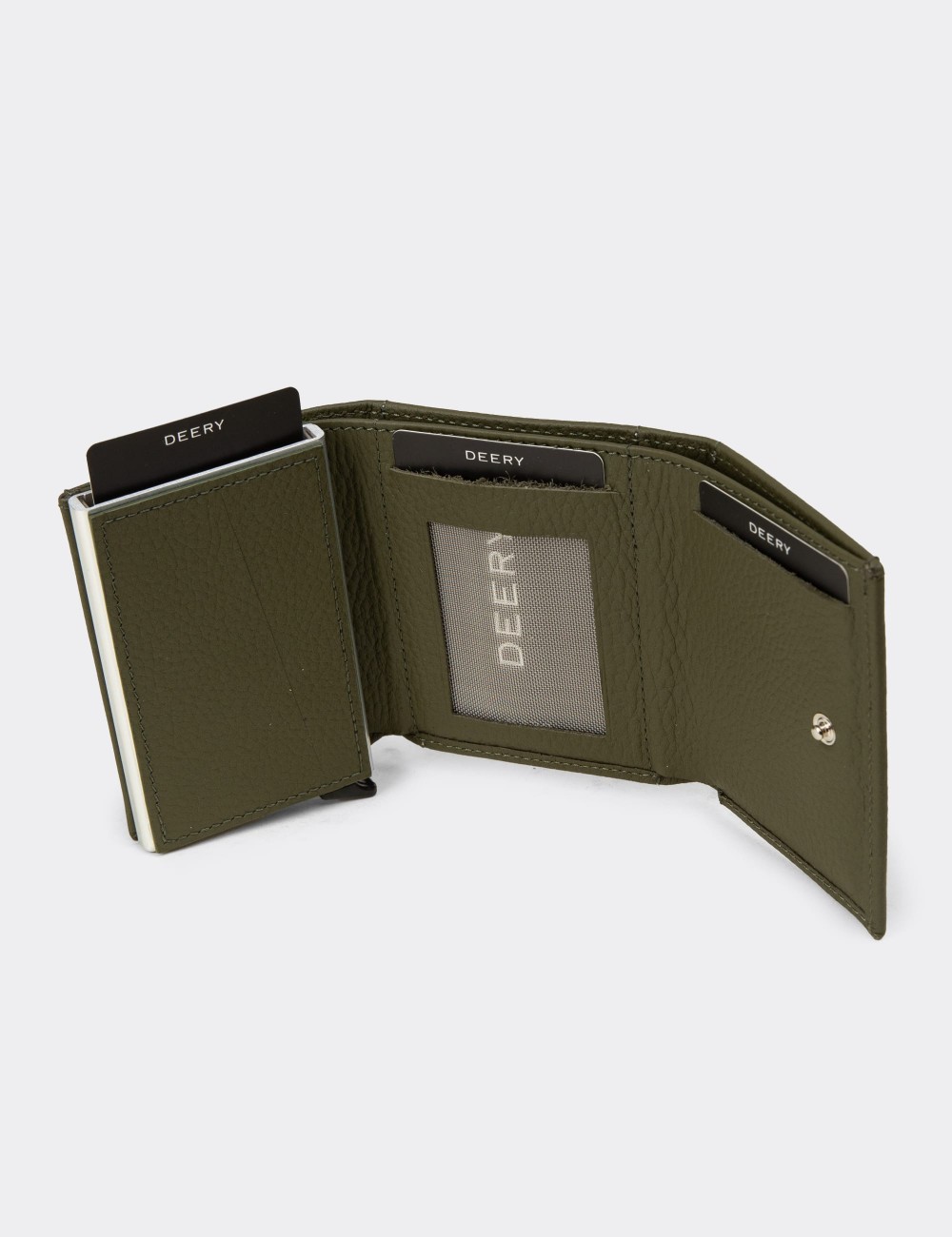 Men's Green Leather Wallet - 00626MHAKZ01 Men's Green Leather Wallet - 00626MHAKZ01