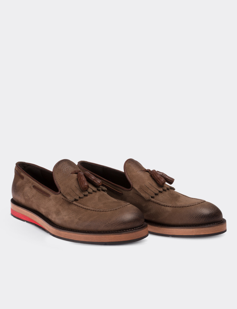 Sandstone Nubuck Leather Loafers - 01682MVZNE01