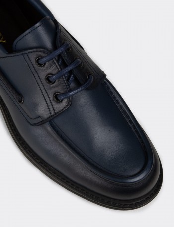 Men's Navy Leather Nautical Footwear - 02016MLCVC01