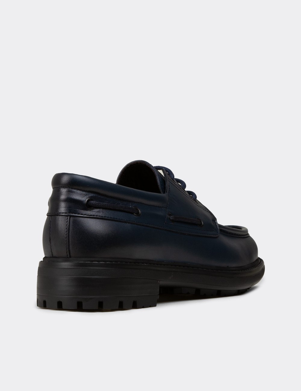 Men's Navy Leather Nautical Footwear - 02016MLCVC01