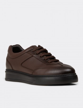 Men's Brown Leather Sneakers