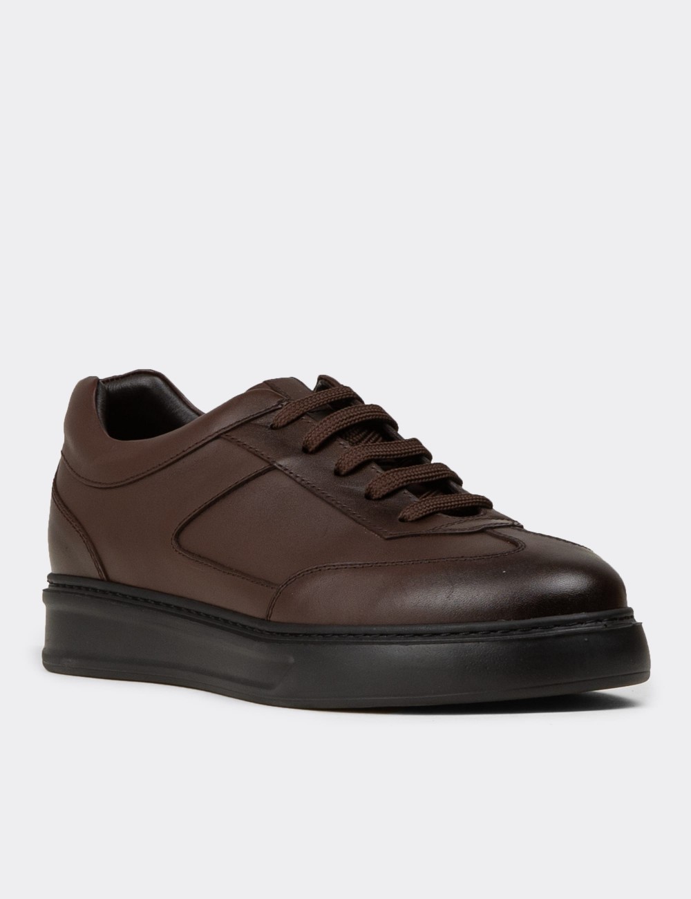 Men's Brown Leather Sneakers - 02015MKHVE01