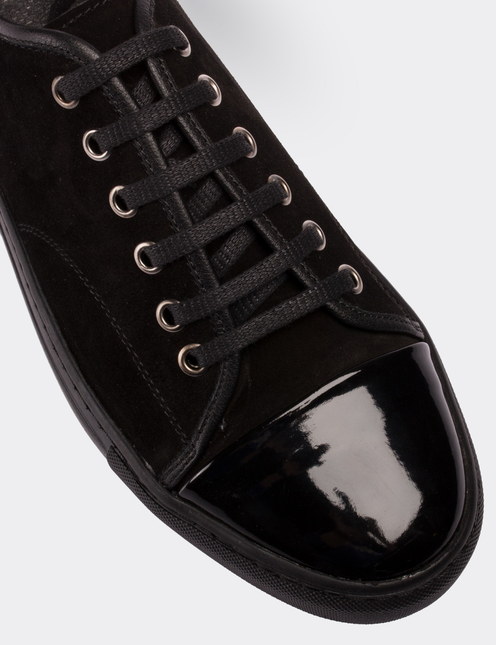 Black Suede Leather Sneakers - 01683MSYHC01