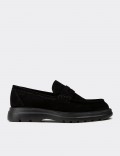 Men's Black Suede Leather Loafers