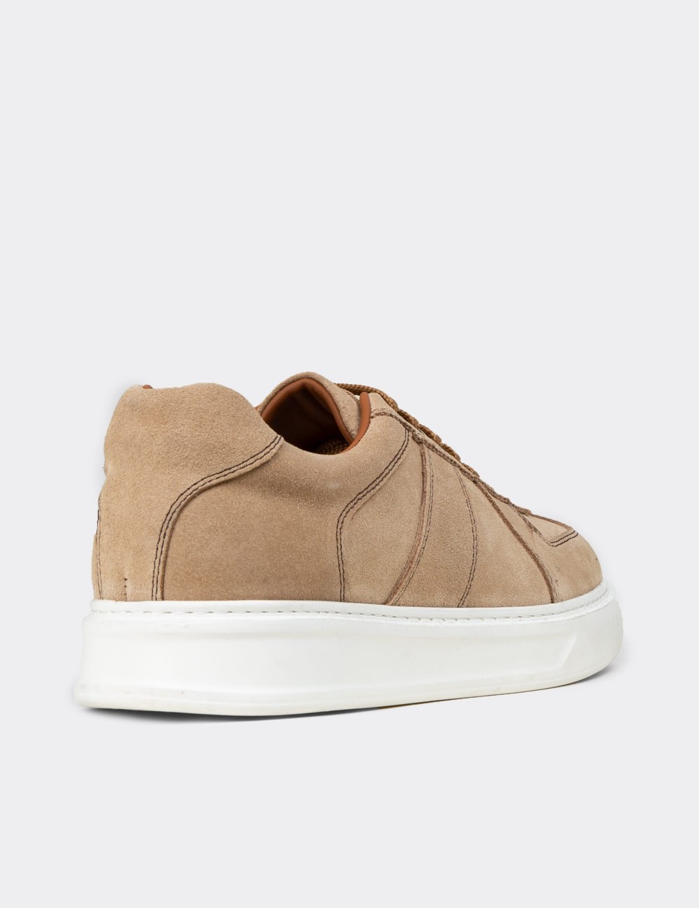 Men's Sandstone Suede Leather Sneakers - 02017MVZNP01