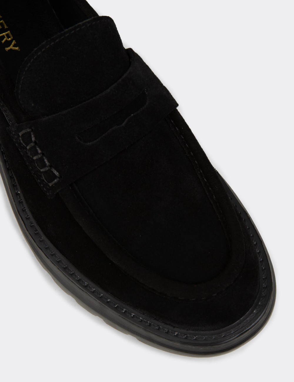 Men's Black Suede Leather Loafers - 02006MSYHE04