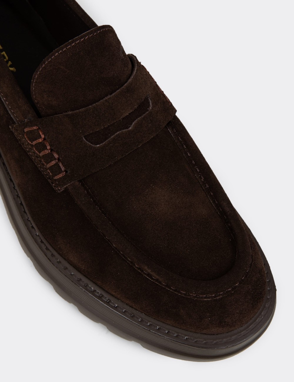 Men's Brown Suede Leather Loafers - 02006MKHVE03