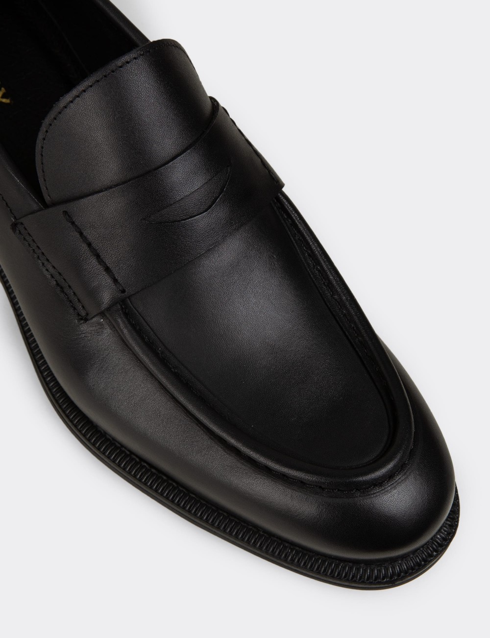 Men's Black Leather Loafers - 02025MSYHC01