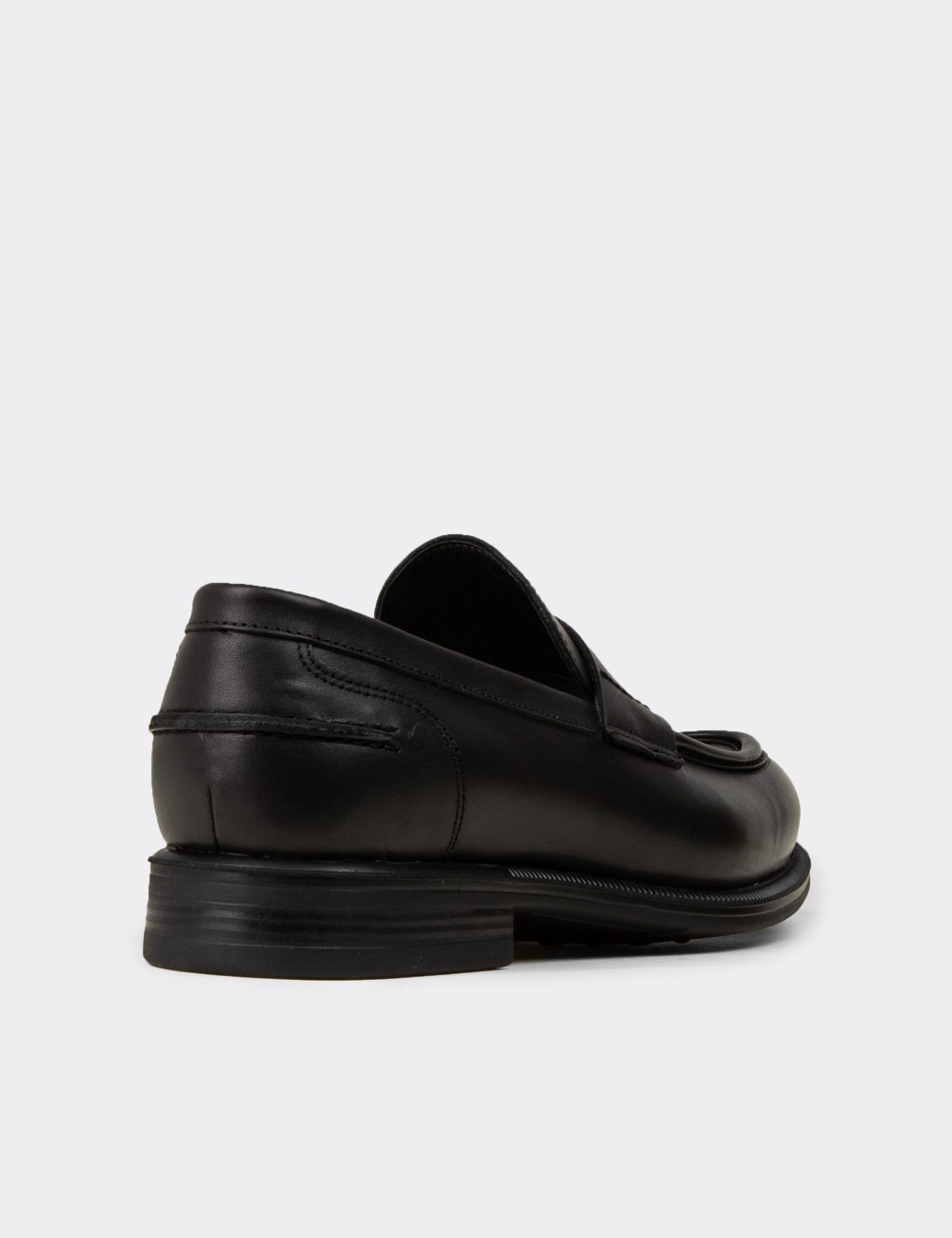 Men's Black Leather Loafers - 02025MSYHC01