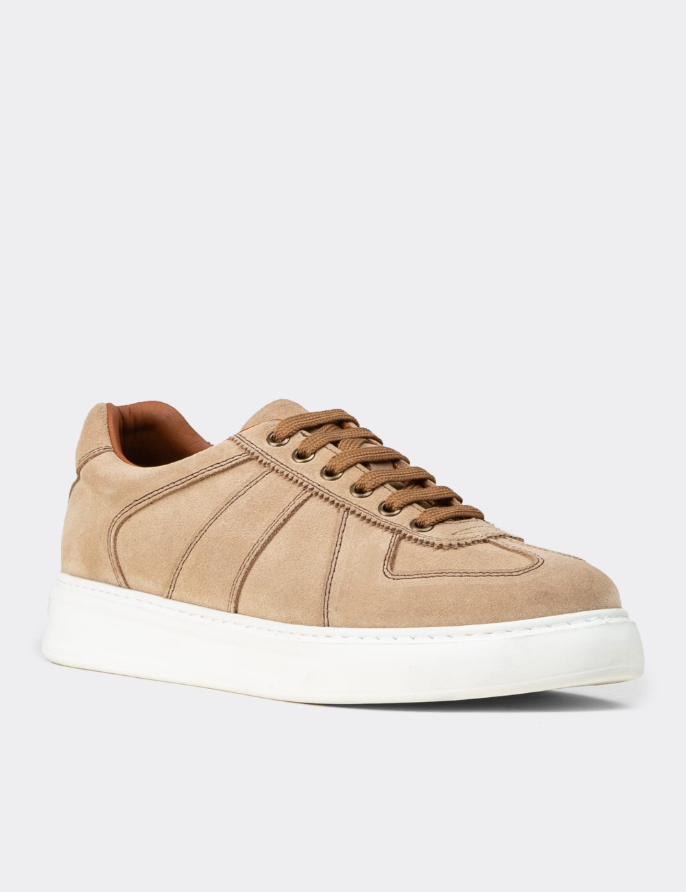 Men's Sandstone Suede Leather Sneakers - 02017MVZNP01