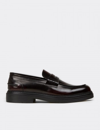 Men's Burgundy Leather Loafers