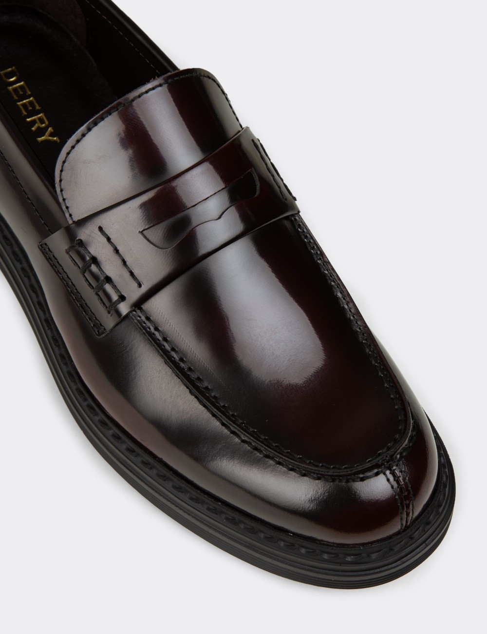 Men's Burgundy Leather Loafers - 02021MBRDC01