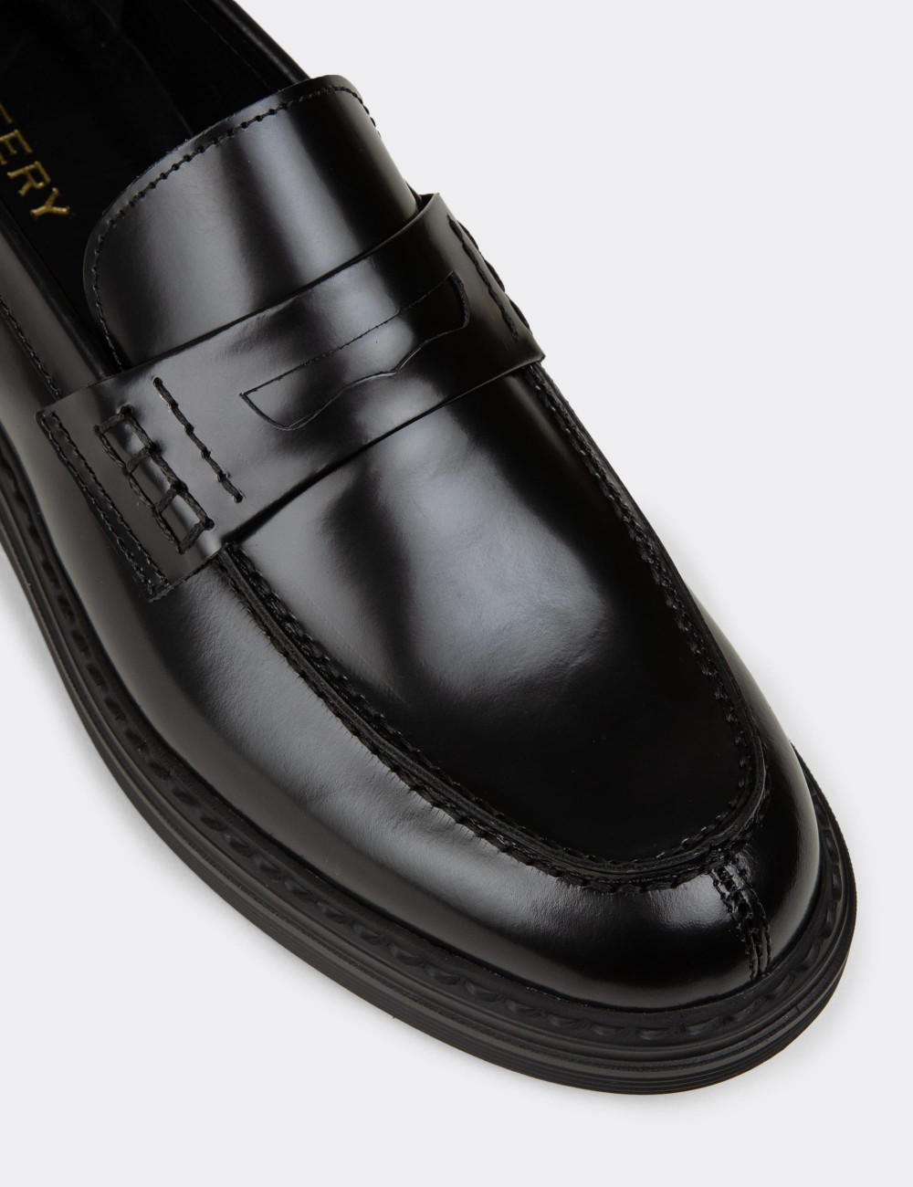 Men's Black Leather Loafers - 02021MSYHC01