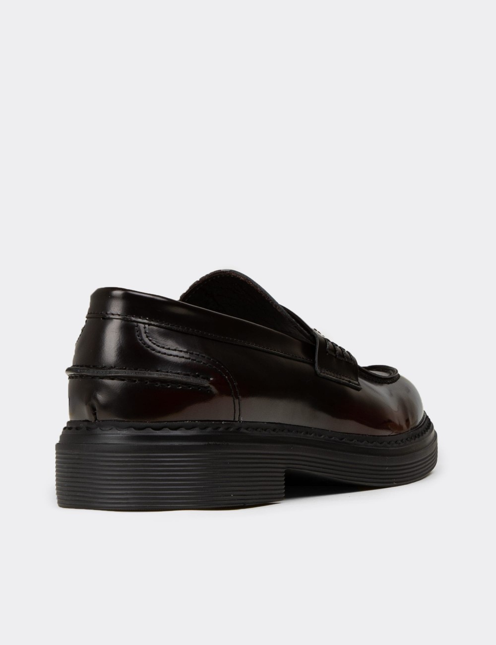 Men's Burgundy Leather Loafers - 02021MBRDC01