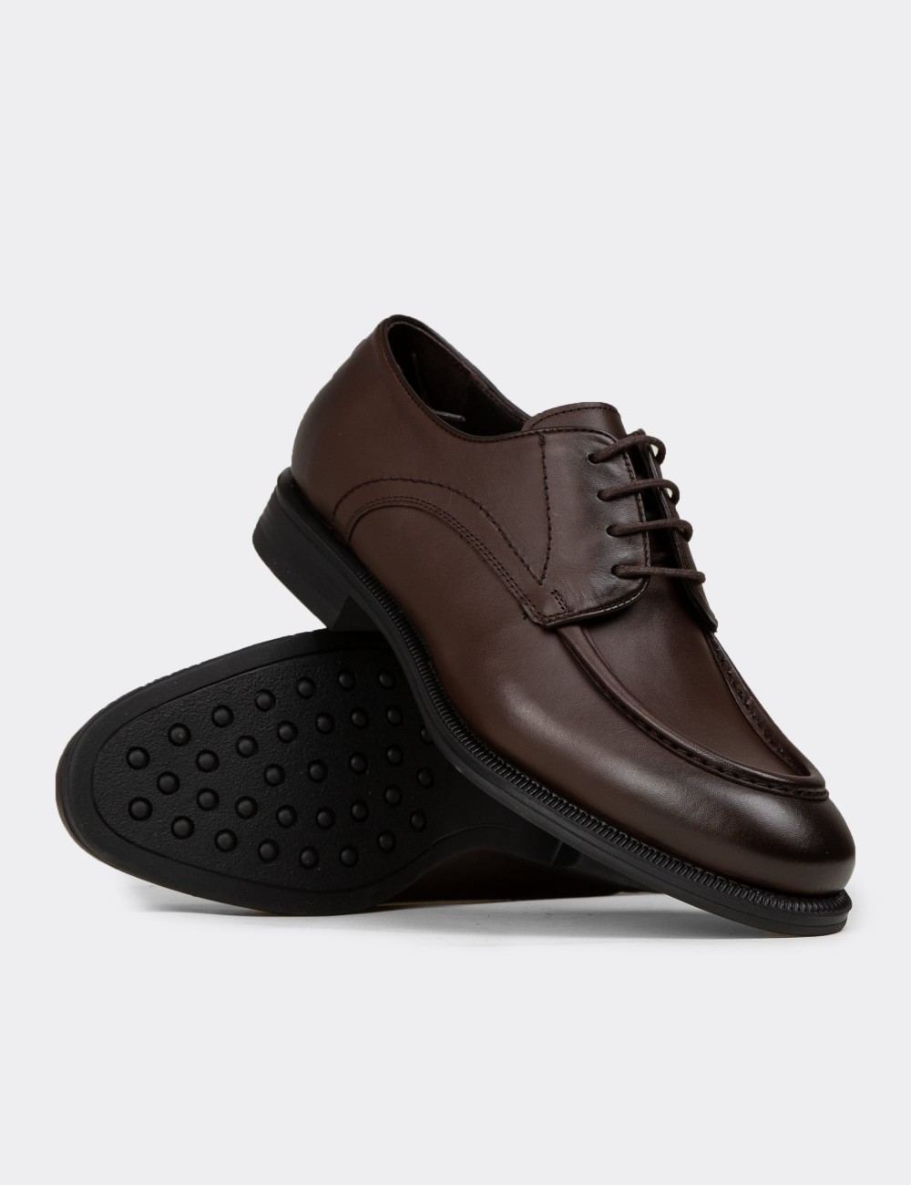 Men's Brown Leather Classic Footwear - 02023MKHVC01